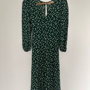 Reformation Green Puff Sleeve Sheath Dress